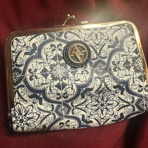 Adrienne Vittadini. Blue and White Patterned Women's Clutch